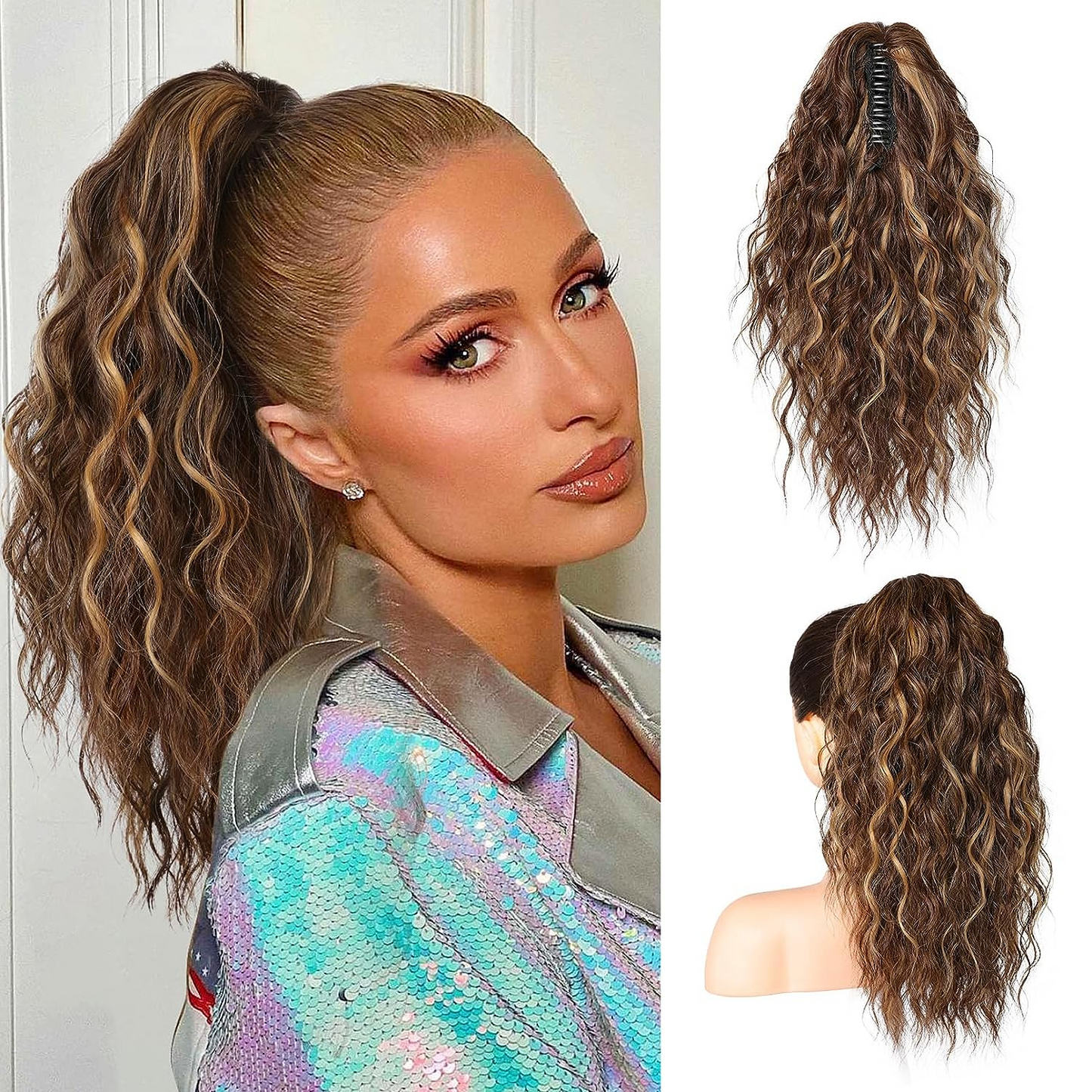 đ LETZTER TAG DER AKTION - 50 % RABATT đ18 Zoll lockige, gewellte Frizz-HaarverlĂ€ngerung mit Pferdeschwanz