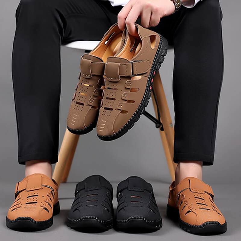 🔥Modische PU-Ledersandalen mit Löchern