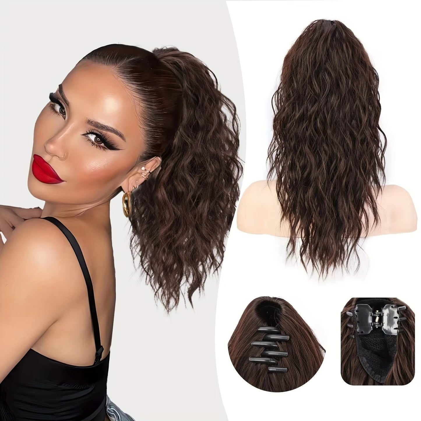 đ LETZTER TAG DER AKTION - 50 % RABATT đ18 Zoll lockige, gewellte Frizz-HaarverlĂ€ngerung mit Pferdeschwanz