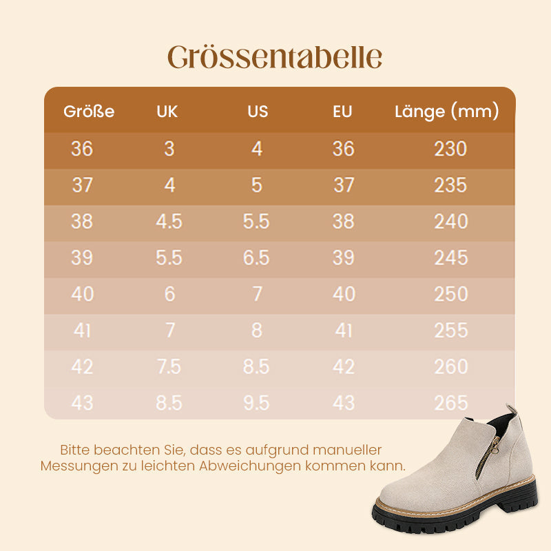 🥾 Damenschuhe trendig und komfortabel, runde Spitze mit Zip 🌟👢