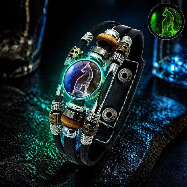 đ„Last-Minute-Angebot â 50 % Rabatt âȘïžIm Dunkeln leuchtendes Lederarmband mit Sternzeichen fĂŒr MĂ€nner und Frauen (6,9/8,1 Zoll)âïž