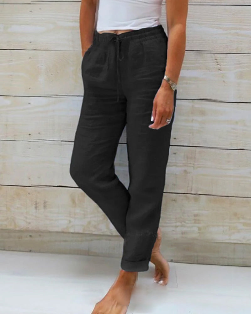 🌿 Damenhose aus Baumwolle & Leinen mit Elastischem Bund – Bequem, Atmungsaktiv & Lässiger Look 🥰