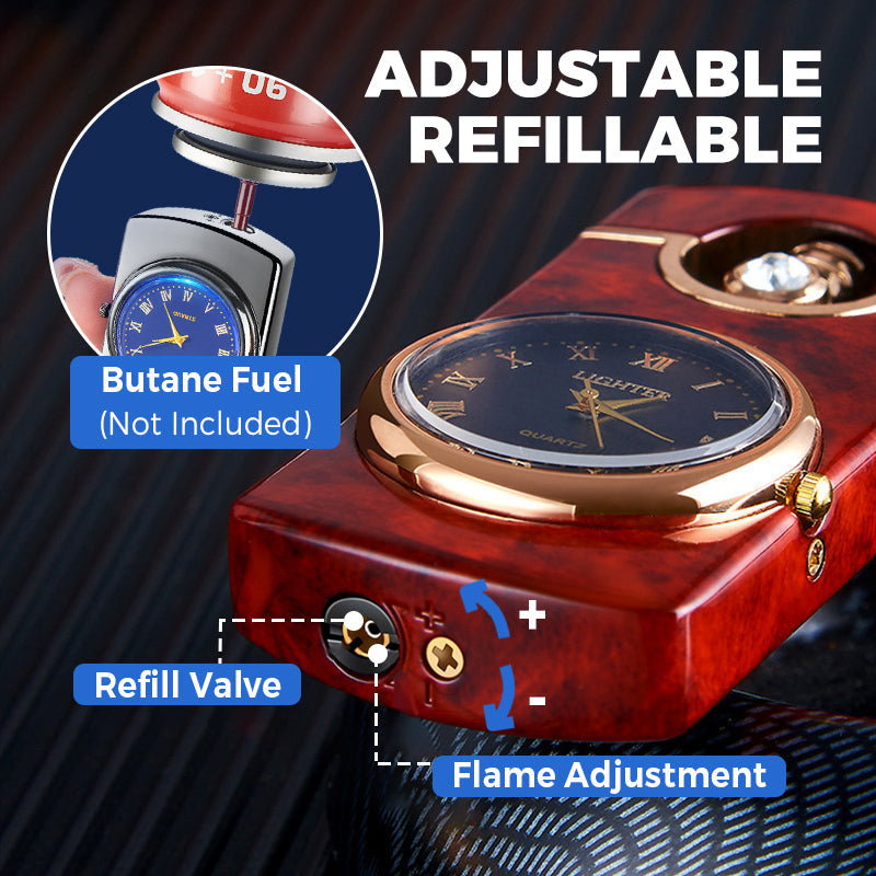 Winddichtes Taschenlampenfeuerzeug mit Uhr
