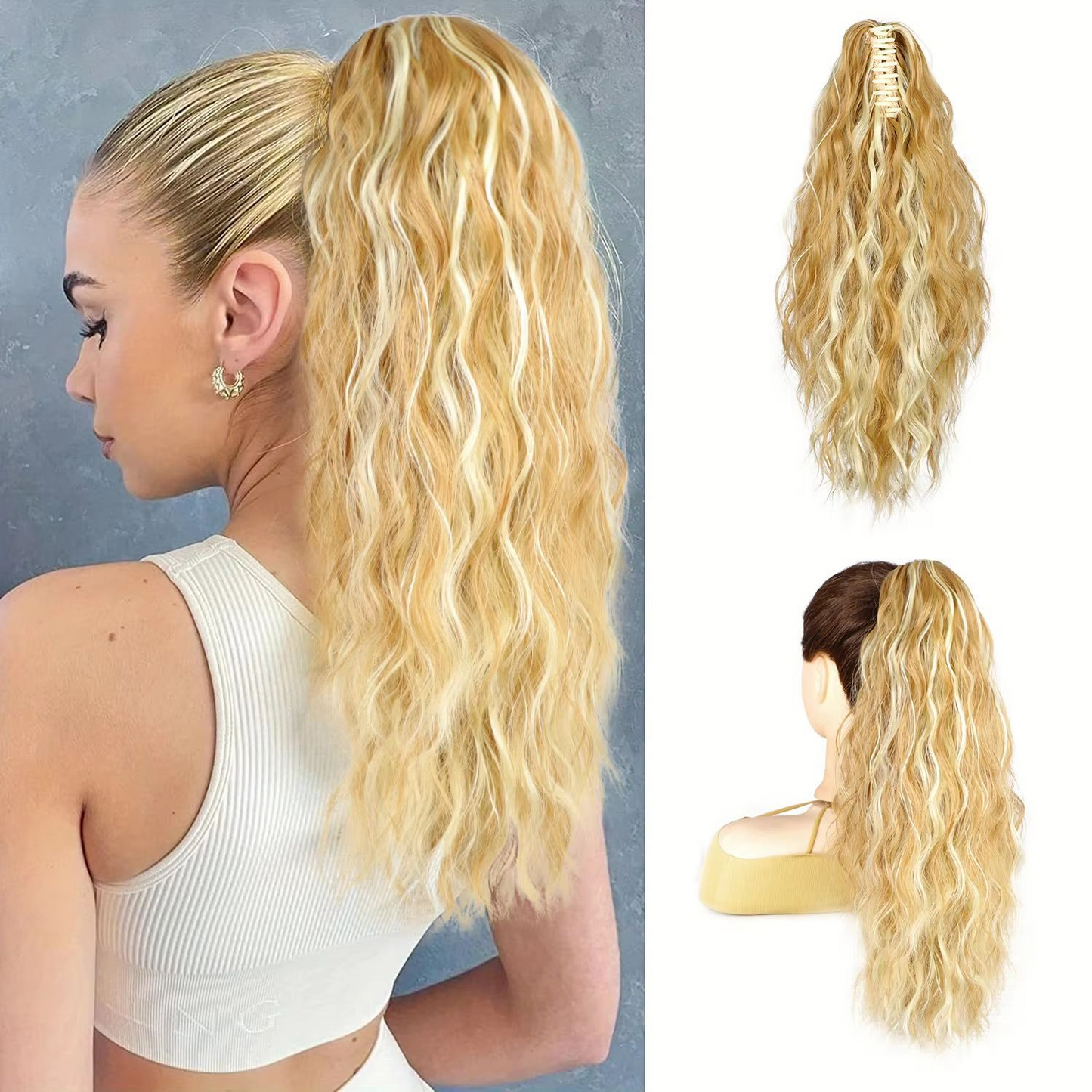 đ LETZTER TAG DER AKTION - 50 % RABATT đ18 Zoll lockige, gewellte Frizz-HaarverlĂ€ngerung mit Pferdeschwanz