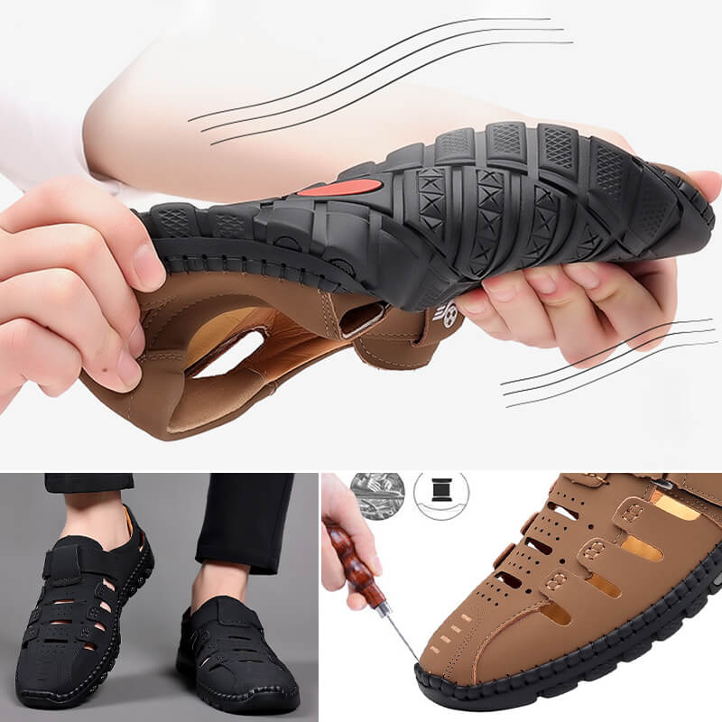 🔥Modische PU-Ledersandalen mit Löchern