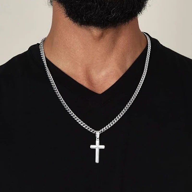 ✝️Herren-Halskette mit Edelstahl-Kreuz-Anhänger
