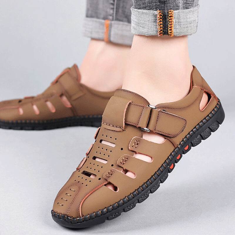 🔥Modische PU-Ledersandalen mit Löchern