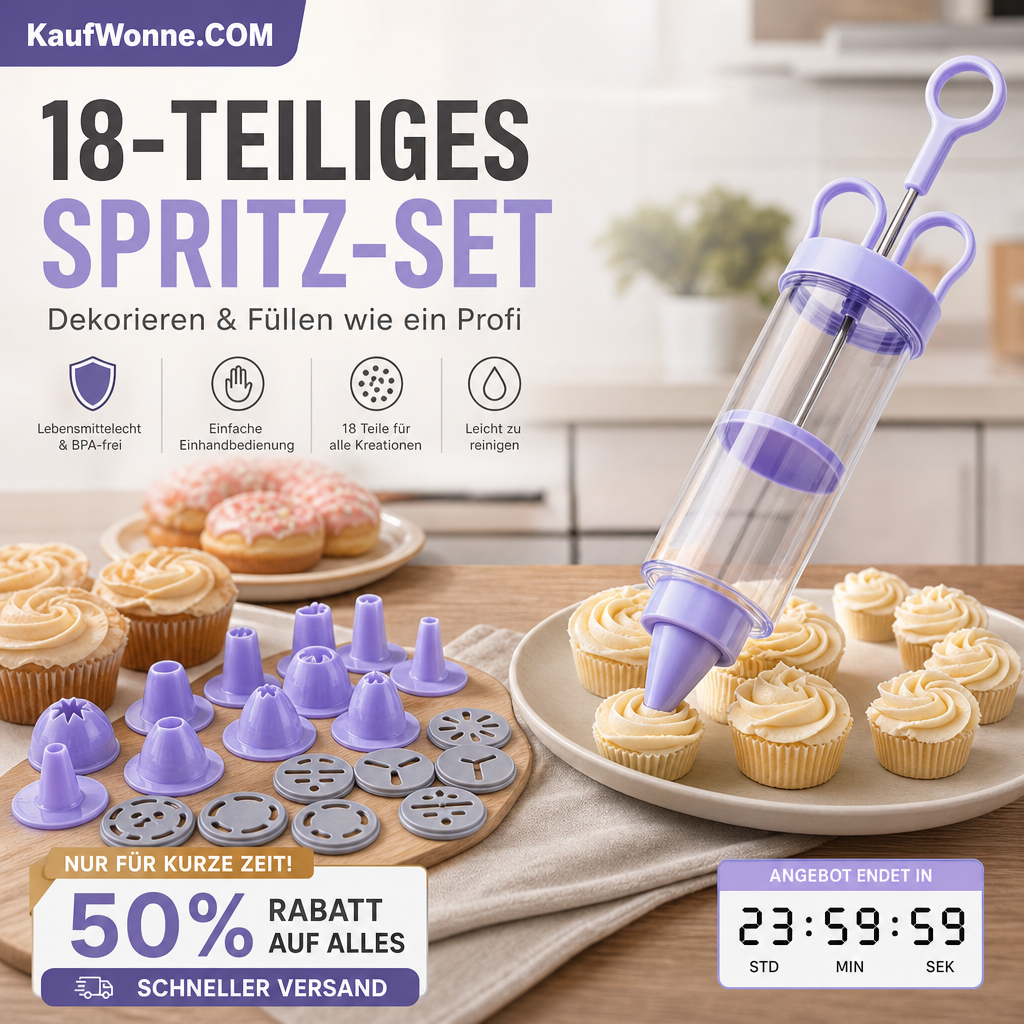 ⏰Edelstahl-Kuchendekorationspistolen-Set💉🏵️🍪
