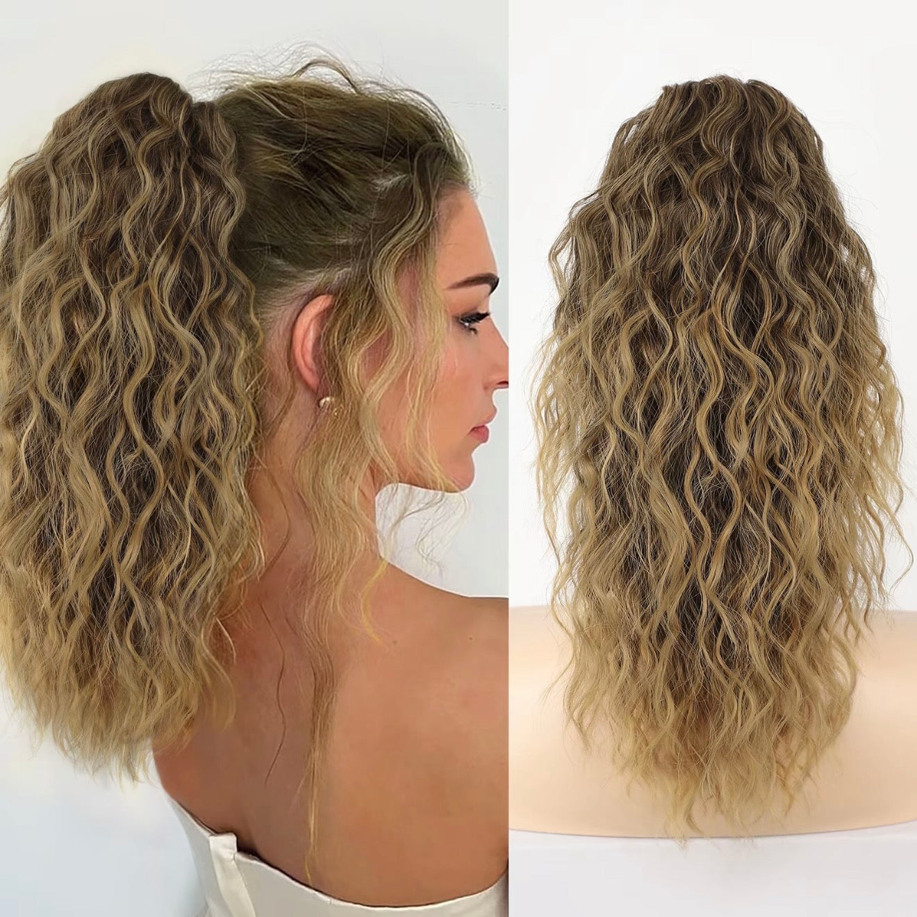 đ LETZTER TAG DER AKTION - 50 % RABATT đ18 Zoll lockige, gewellte Frizz-HaarverlĂ€ngerung mit Pferdeschwanz