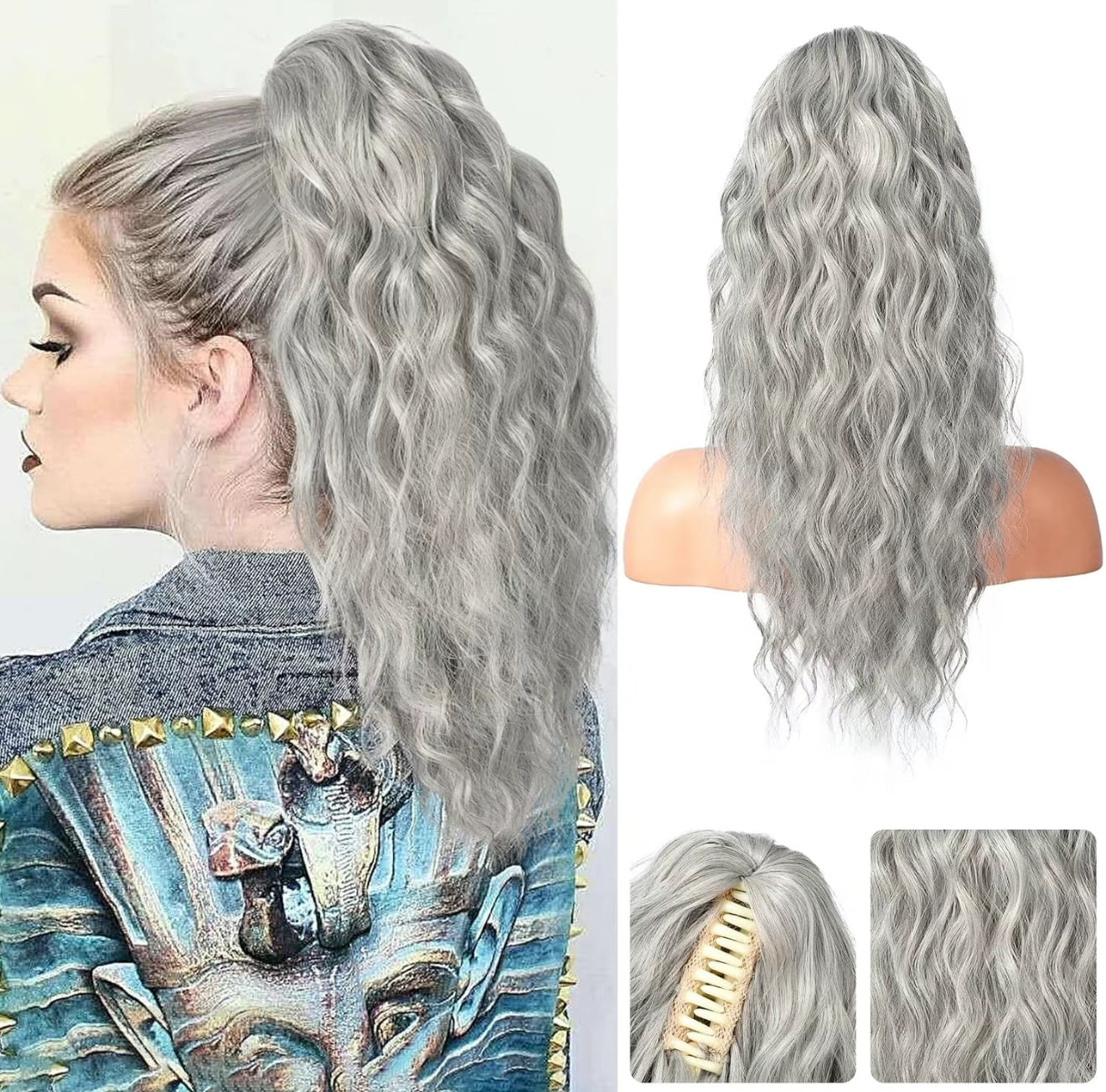đ LETZTER TAG DER AKTION - 50 % RABATT đ18 Zoll lockige, gewellte Frizz-HaarverlĂ€ngerung mit Pferdeschwanz