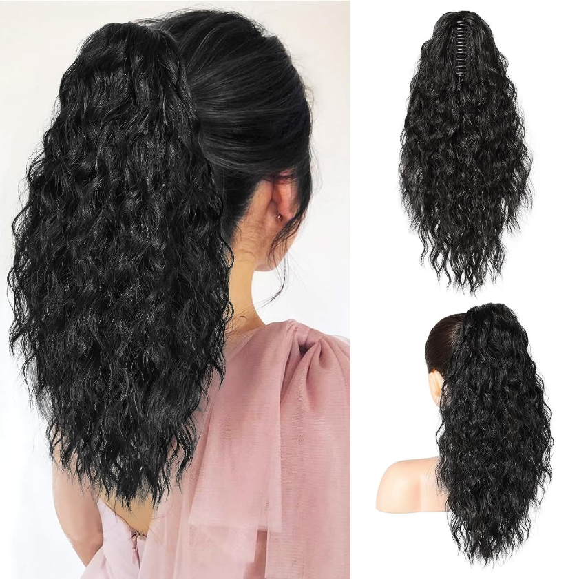 đ LETZTER TAG DER AKTION - 50 % RABATT đ18 Zoll lockige, gewellte Frizz-HaarverlĂ€ngerung mit Pferdeschwanz
