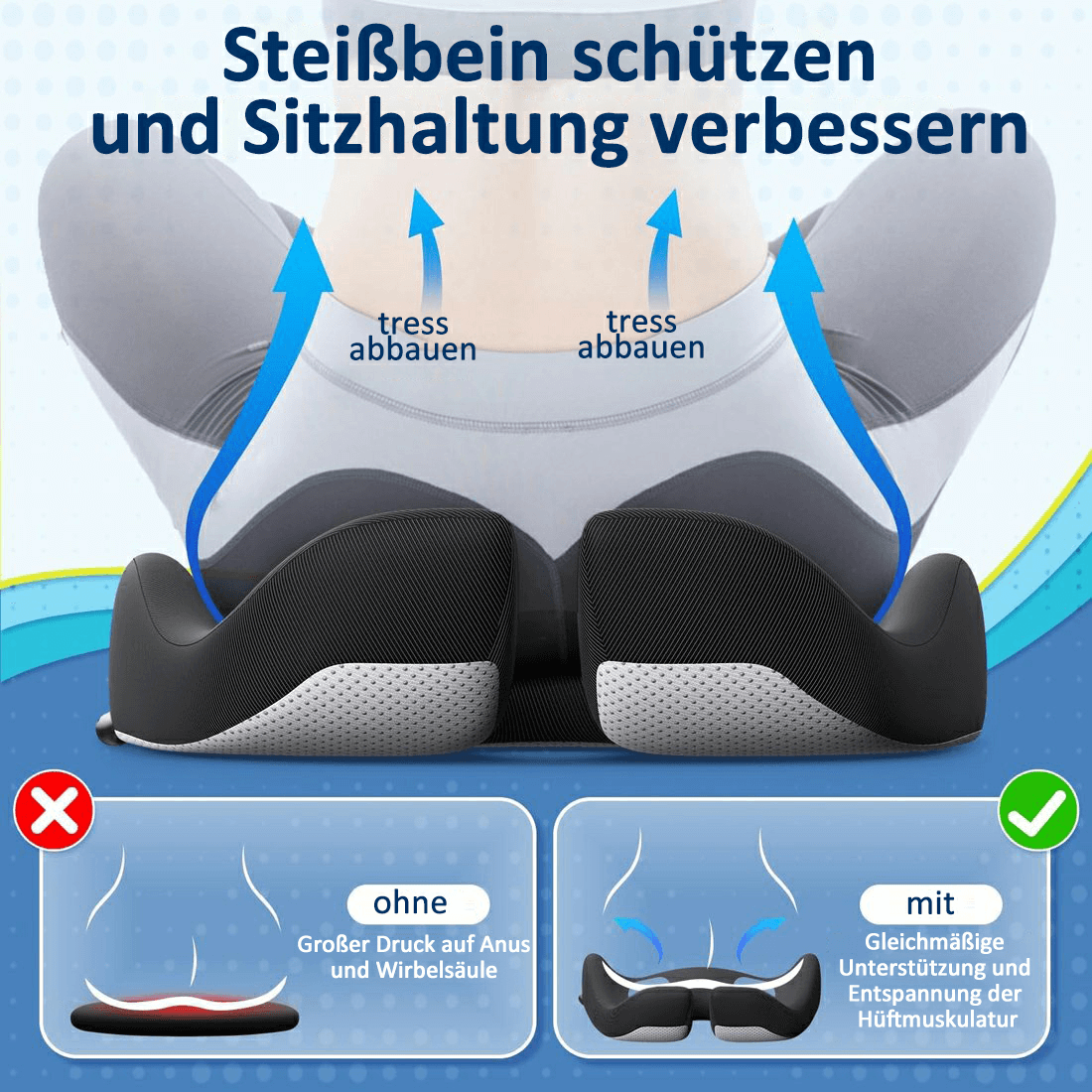 🎁LETZTER TAG 56% RABATT🔥Ergonomisches Sitzkissen aus Memory-Schaumstoff
