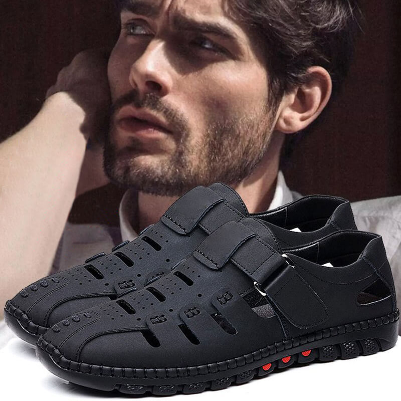 🔥Modische PU-Ledersandalen mit Löchern