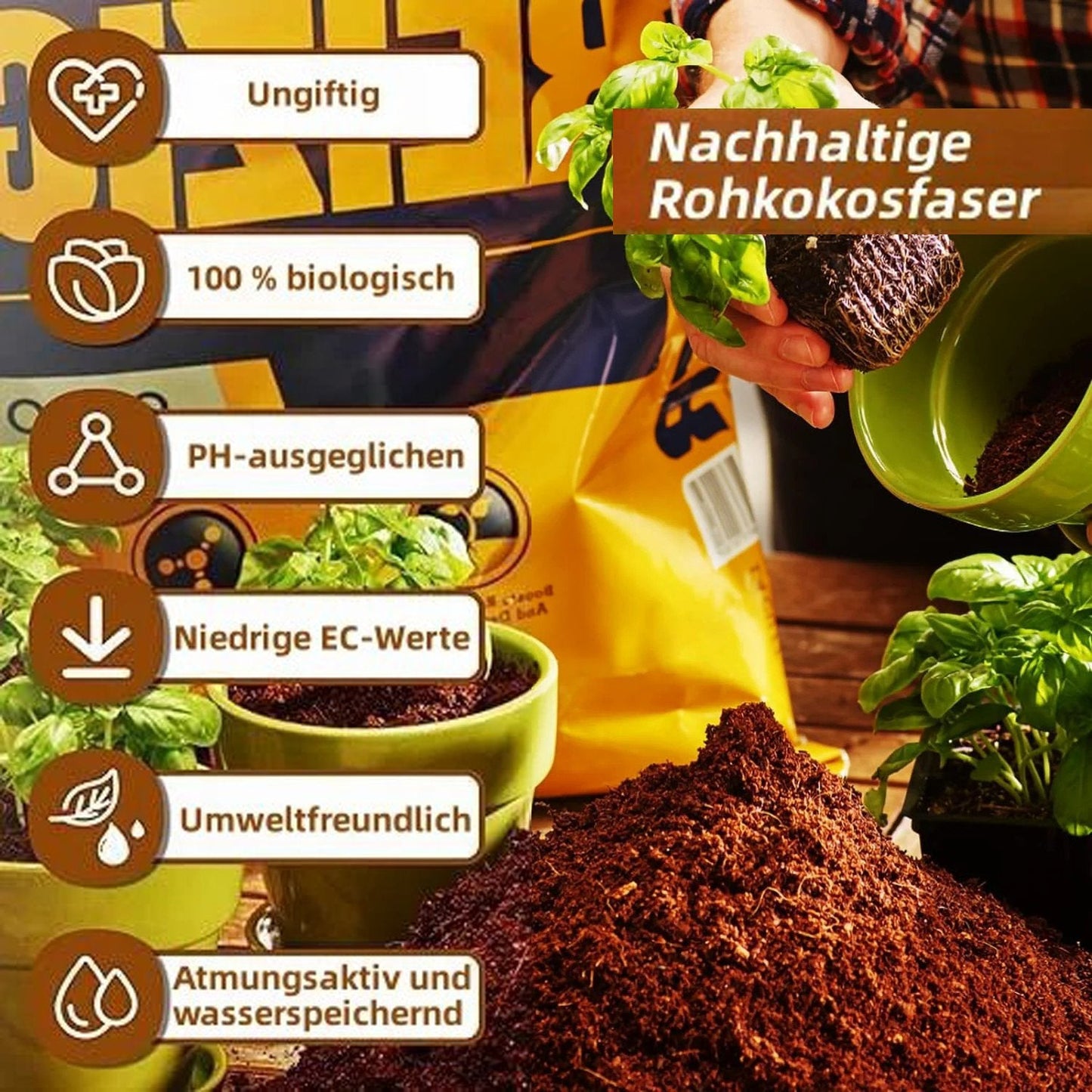 🔥🔥HEUTIGES SONDERANGEBOT⏰ Organische Kokosnussschalen für Pflanzen🥥🌱