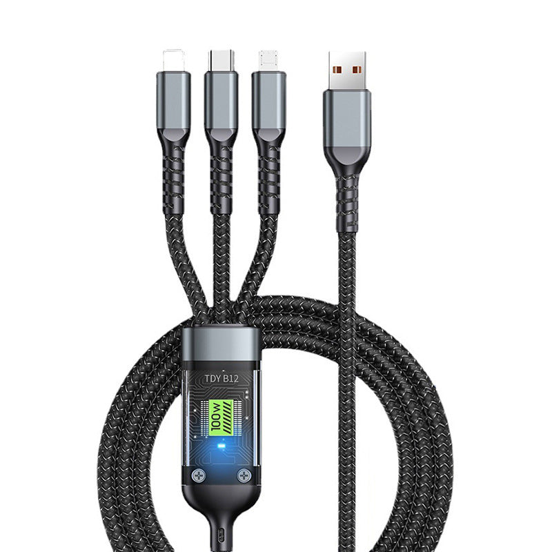 đ„3-in-1 100W Transparentes Schnellladekabel