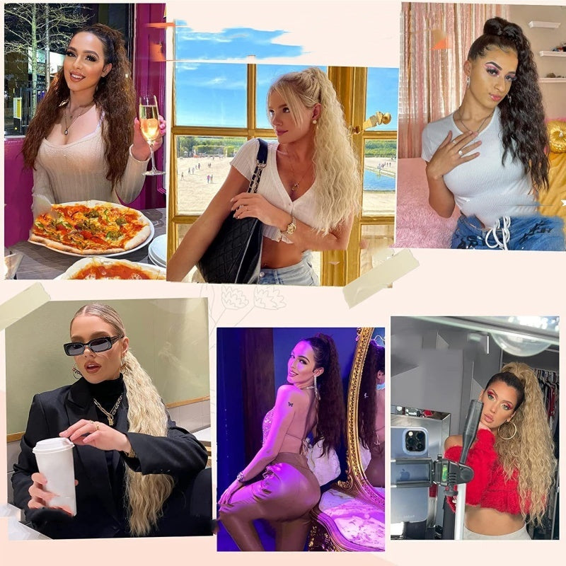 đ LETZTER TAG DER AKTION - 50 % RABATT đ18 Zoll lockige, gewellte Frizz-HaarverlĂ€ngerung mit Pferdeschwanz