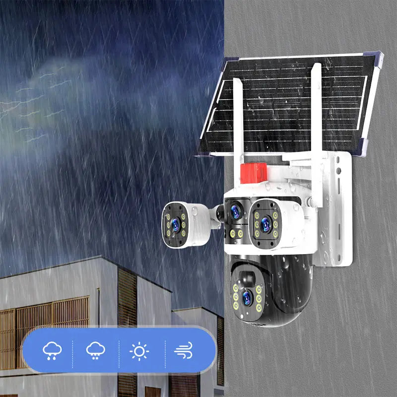 🎥 Solar-Domekamera mit drei Objektiven und 360° Rundumsicht & Farb-Nachtsicht ✈️ Kostenloser Versand