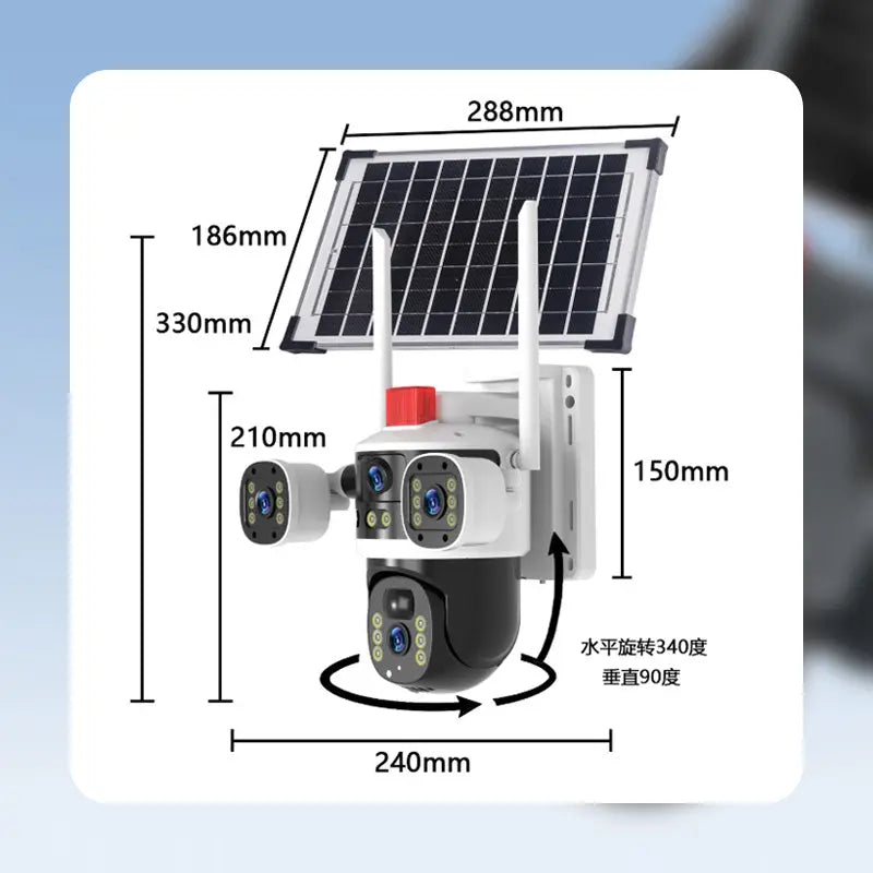 🎥 Solar-Domekamera mit drei Objektiven und 360° Rundumsicht & Farb-Nachtsicht ✈️ Kostenloser Versand