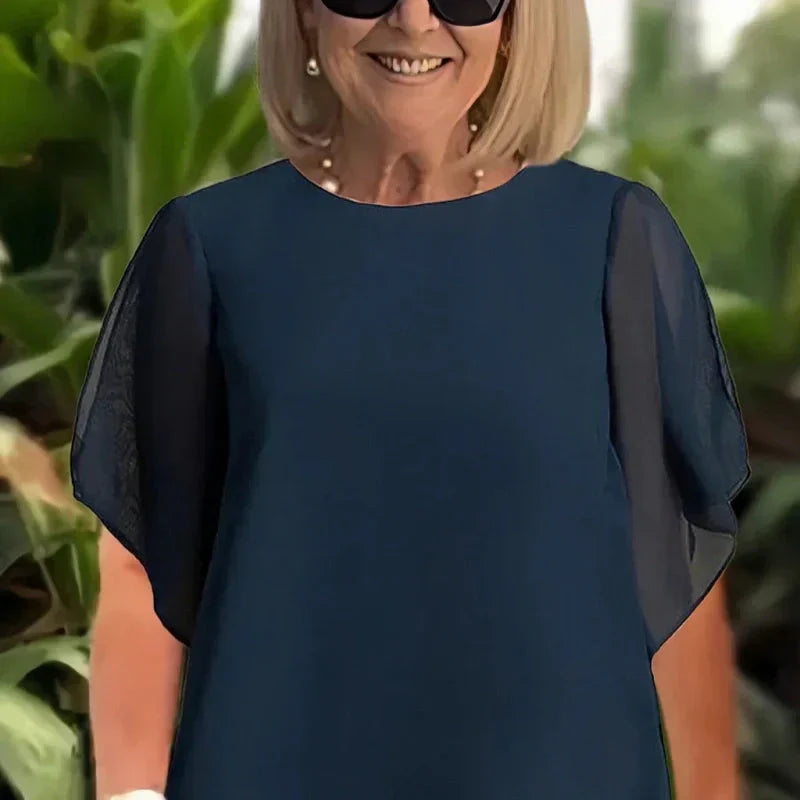 Charmantes Set aus unregelmäßigem Oberteil und Hose mit weitem Bein