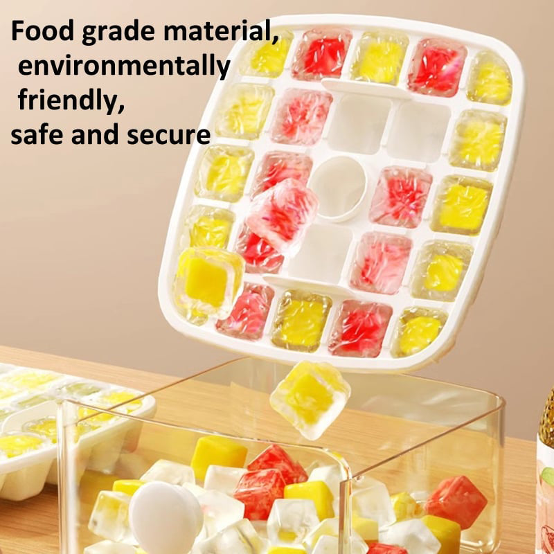 🔥Essentials für den Sommer🧊2-stufige, praktische Push-In-Eiswürfelform mit Tabletthülle