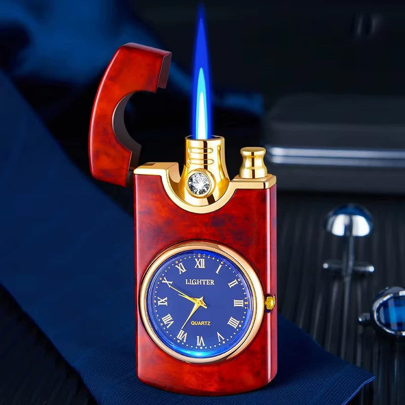 Winddichtes Taschenlampenfeuerzeug mit Uhr
