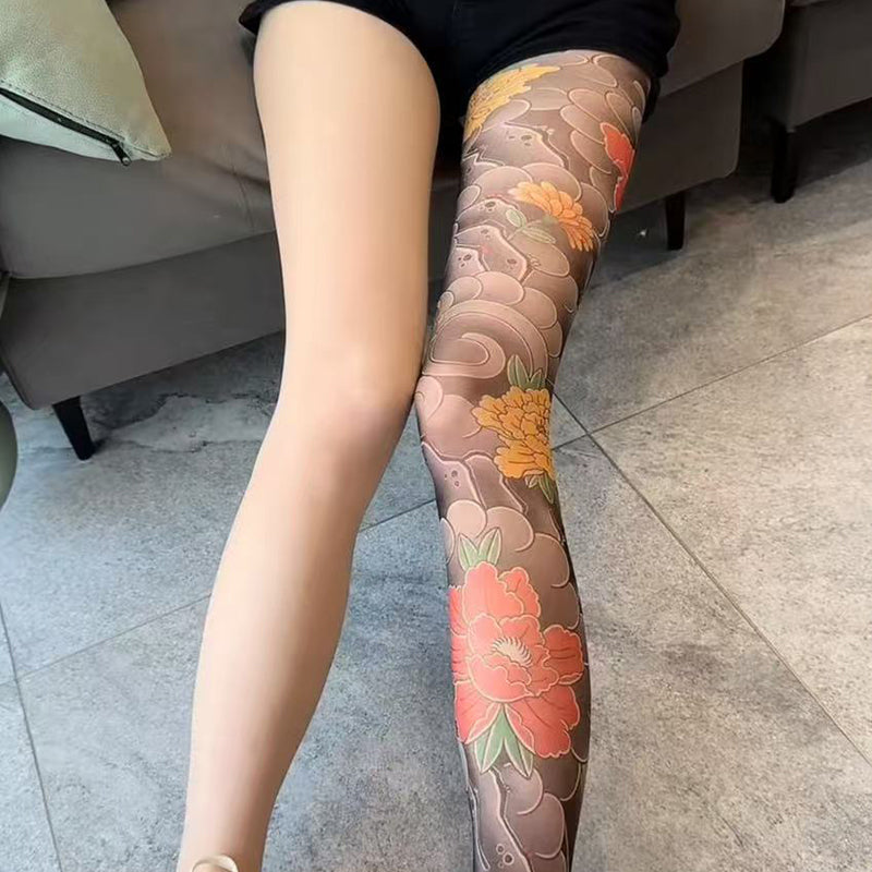 🔥2025 Heißer Verkauf🔥Unisex High Waist Flower Tattoo Strümpfe