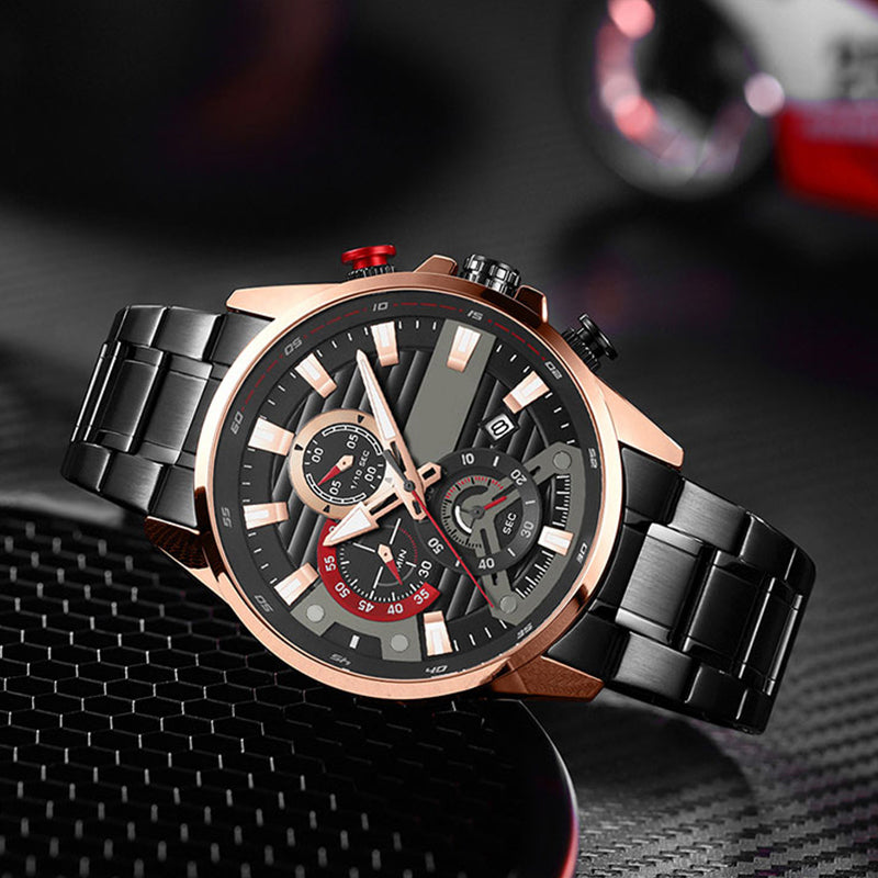 ⌚Herrenuhr mit Quarz-Stahlband