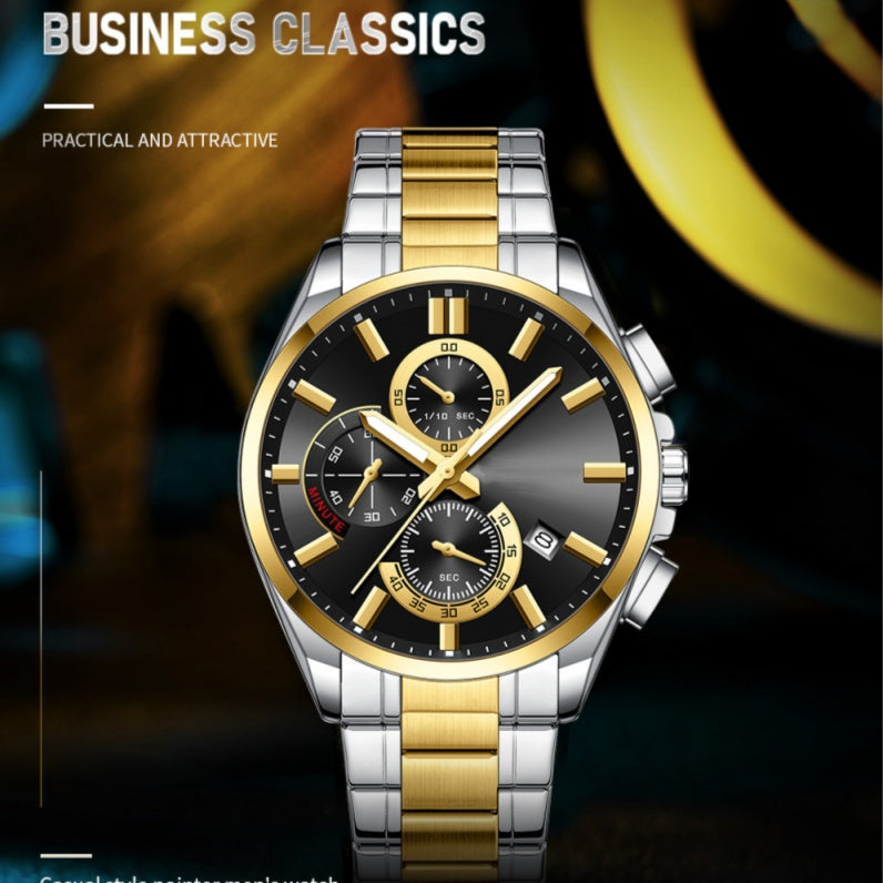 đ„Herren-Edelstahl-Business-Armbanduhr