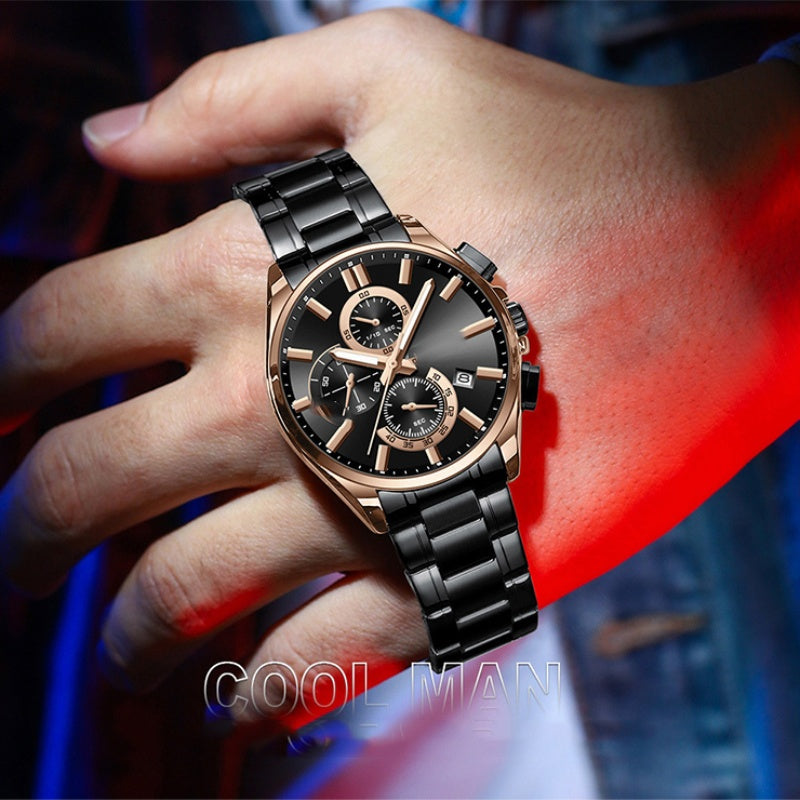 đ„Herren-Edelstahl-Business-Armbanduhr