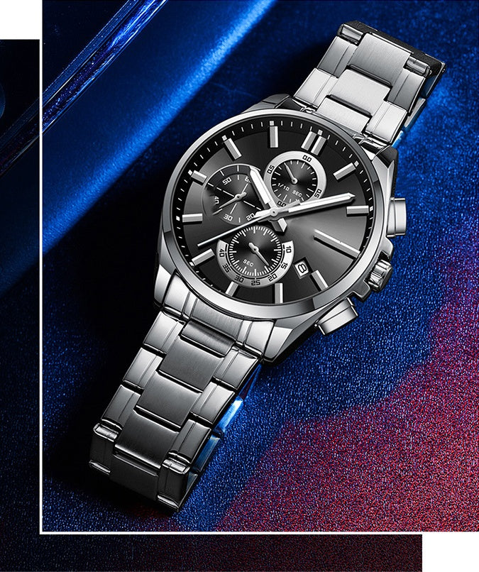 đ„Herren-Edelstahl-Business-Armbanduhr