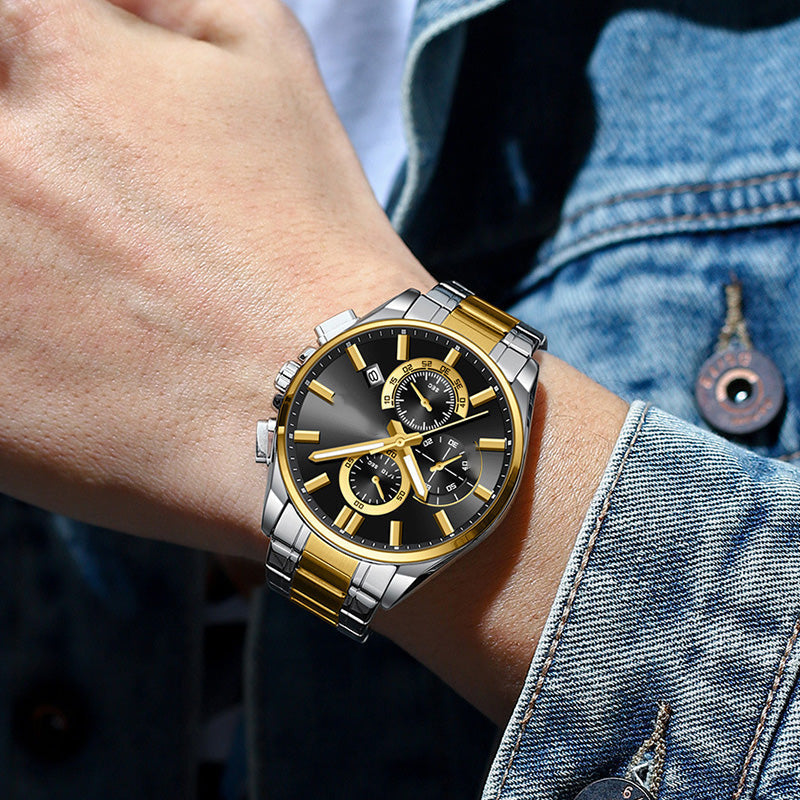 đ„Herren-Edelstahl-Business-Armbanduhr
