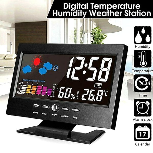 ✨⏰ Letzter Tag der Aktion 50% 🔥 Digitaler LED-Temperatur- und Luftfeuchtigkeitsmesser Wettervorhersage LED-Zähler Wecker