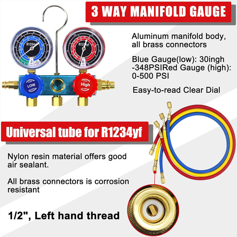 🔥3 Way R134/R22/R410 AC Gauges💥💥Befristetes Angebot: 50% Rabatt auf Bestellungen
