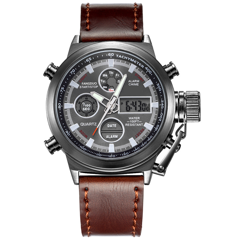Vintage-Wasserdichte Mechanische Uhr mit Doppelanzeige