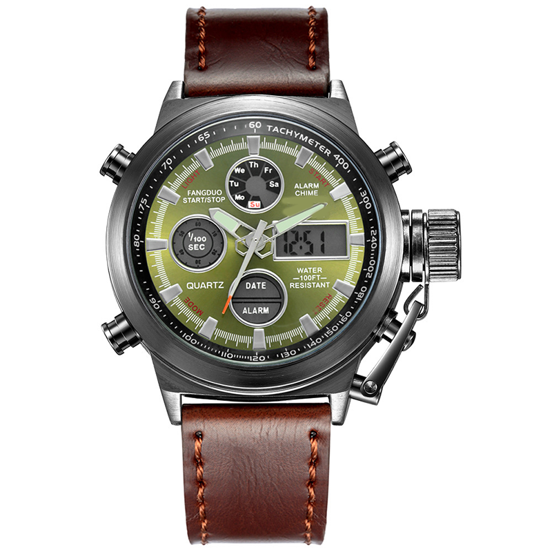 Vintage-Wasserdichte Mechanische Uhr mit Doppelanzeige