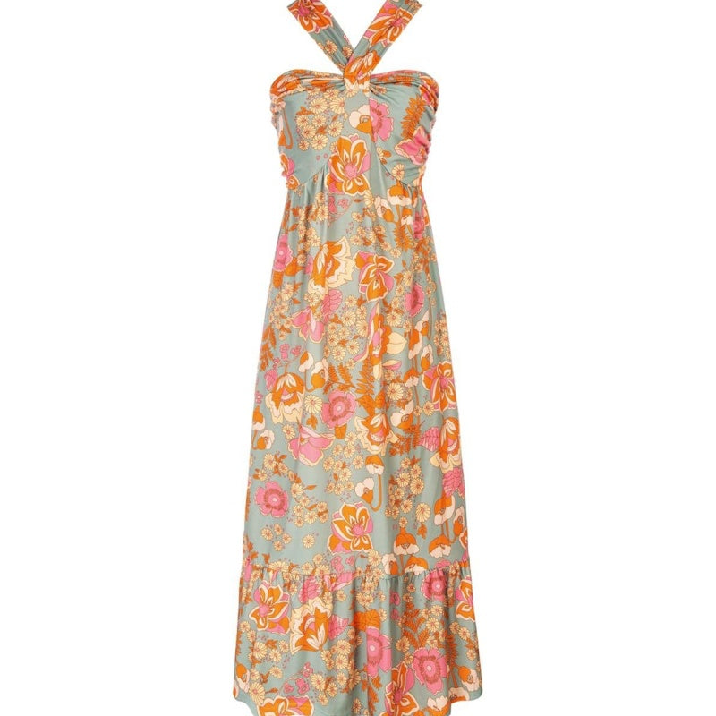 🌺Ärmelloses Kleid mit gekreuztem Neckholder und Blumenmuster💃