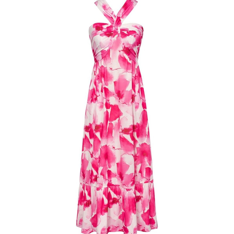 🌺Ärmelloses Kleid mit gekreuztem Neckholder und Blumenmuster💃