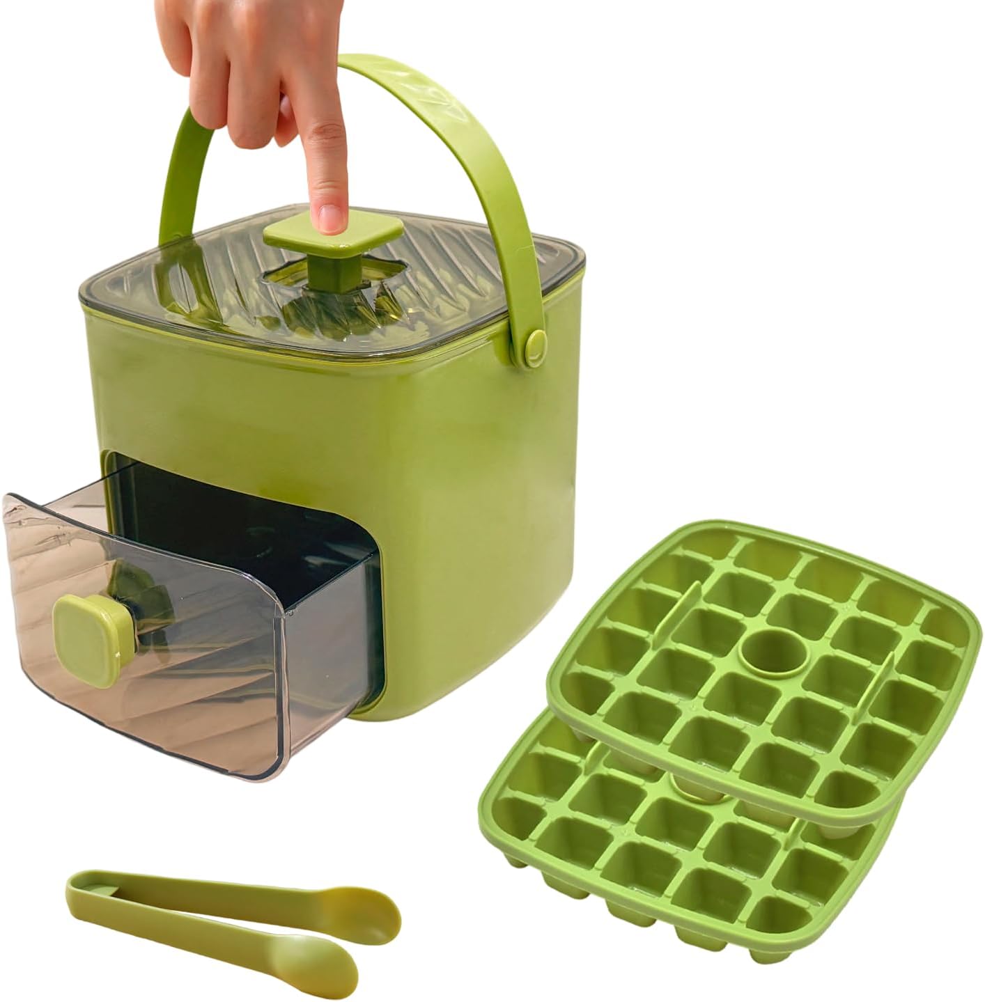 🧊Eiswürfelbehälter mit Deckel und Schale🧊, Eiswürfelbehälter für Gefrierschrank, flexible Eiswürfelbehälter