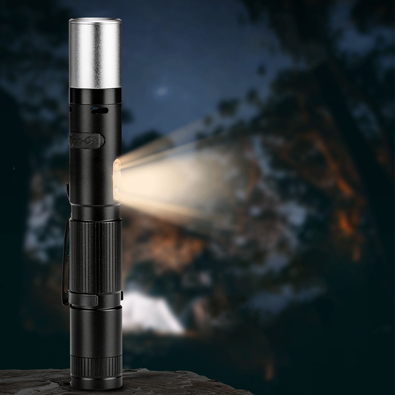 🔦🔋Multi-Mode-Bogen + Alarm-Zoom-Helligkeitstaschenlampe⚡