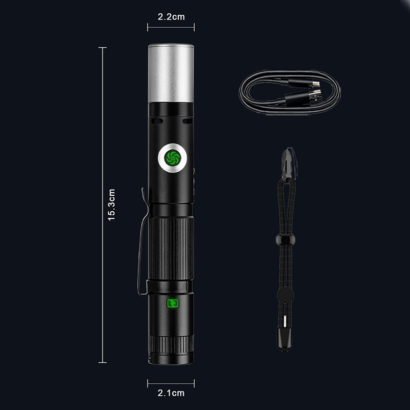 🔦🔋Multi-Mode-Bogen + Alarm-Zoom-Helligkeitstaschenlampe⚡