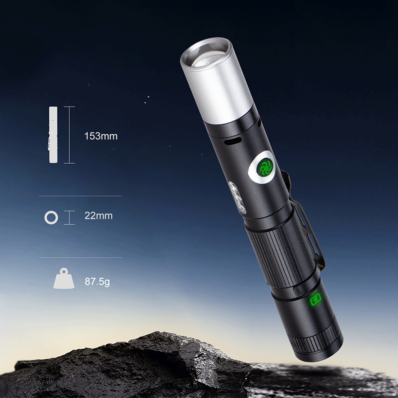 🔦🔋Multi-Mode-Bogen + Alarm-Zoom-Helligkeitstaschenlampe⚡
