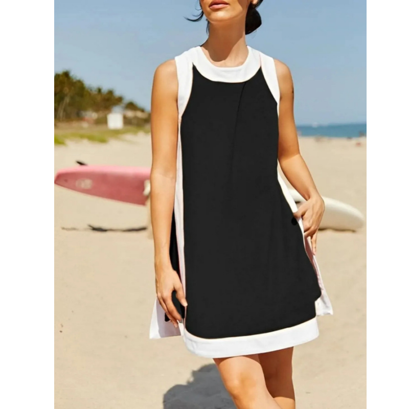 🔥Zweiteiler aus ärmellosem Kleid mit geradem Schnitt und passender Shorts