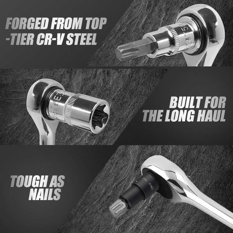 🔩 Ultimativer Steckschlüsselsatz für Mechaniker – CR-V Stahl + 60 Teile