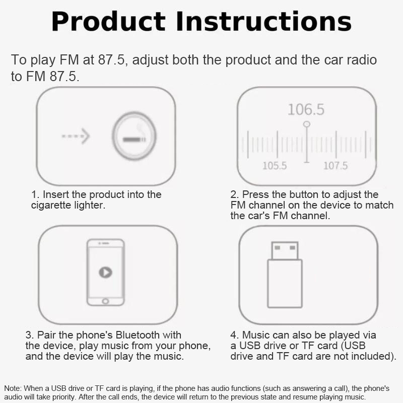 🎶 Bunte Licht Bluetooth Auto MP3-Player – Musik & Atmosphäre Für Jede Fahrt!