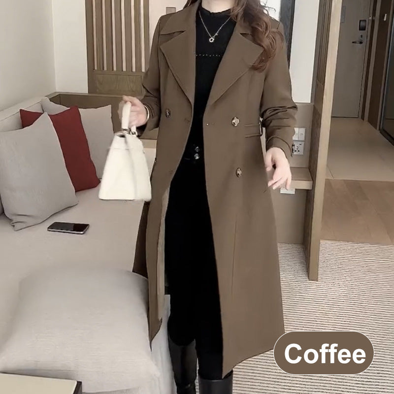 🧥🍂Herbst Neuheit Fleecegefütterter, verdickter, mittellanger Damen-Trenchcoat