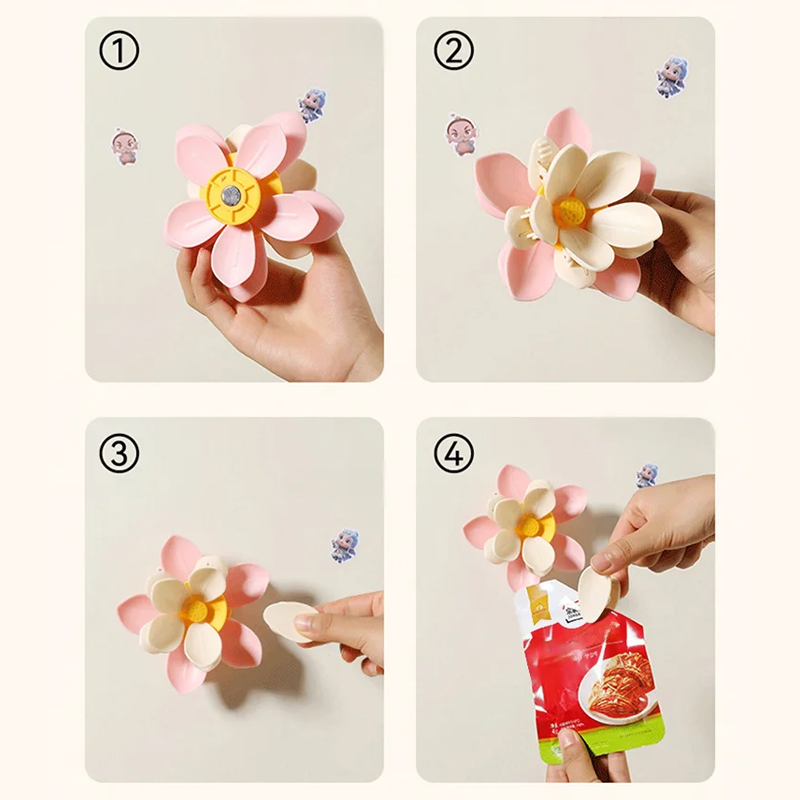 🌸 Kaufe 2, erhalte 3 KOSTENLOS 🌸 Lotus-förmige magnetische Lebensmittelklammer und Kühlschrankmagnet