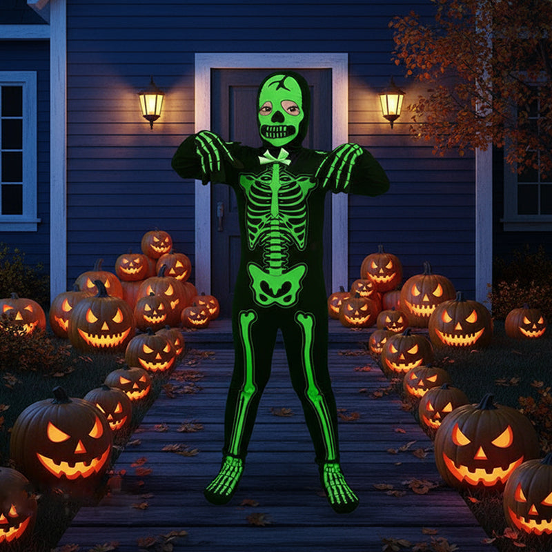 Glow-in-Dark Skeleton Costume for Halloween