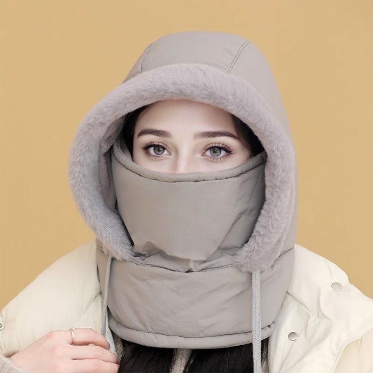 Plüschgefütterte, verdickte Thermomütze mit Gesichtsmaske für Männer und Frauen