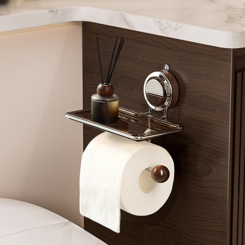 Toilettenpapierhalter ohne Bohrlöcher mit Ablage