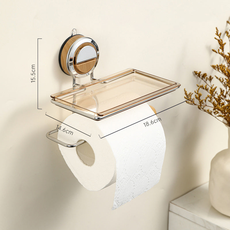 Toilettenpapierhalter ohne Bohrlöcher mit Ablage
